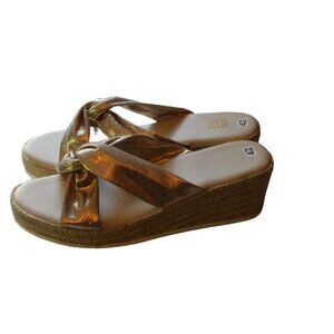 SALE Gold Criss-Cross Sandalette Wedge Rope Heels 42 45 / 9.5-10.5 US NWT'S